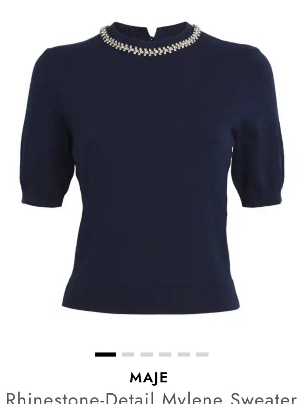 Maje Mylene Rhinestone-Embellished Wool-Blend Jumper Cropped Jumper Blue T1 NWT